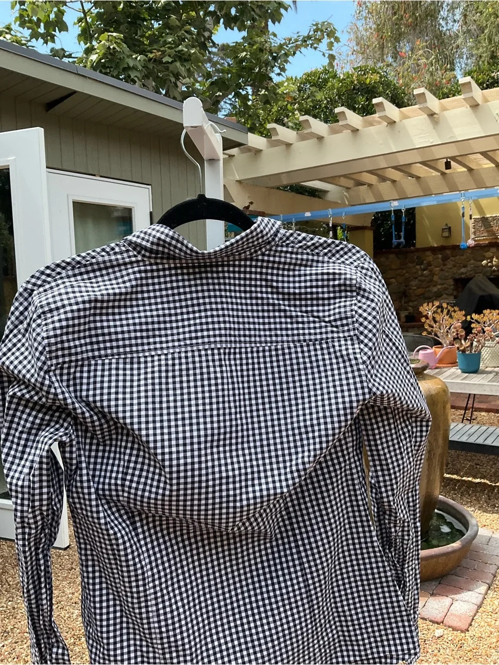 J. Crew Black and White Gingham Button-Down Shirt